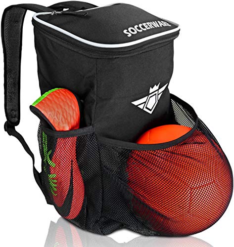 Soccer Backpack with Ball Holder Compartment - For Boys & Girls | Bag Fits All Soccer Equipment &...