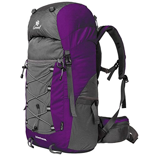 Coreal unisex 50l hiking backpack for travel outdoor sport camping trekking lightweight Purple