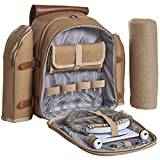 VonShef Premium Picnic Backpack for 4 Person Outdoor Camping Rucksack with Dining Set, Cutlery Set,...