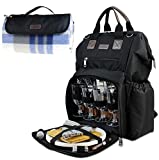 Fish Mouth Picnic Backpack for 4, Insulated Cooler Bag with Wide Open Large Capacity, Free...