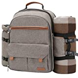 Sunflora Picnic Backpack for 4 Person with Blanket Picnic Basket Set for 2 with Insulated Cooler...