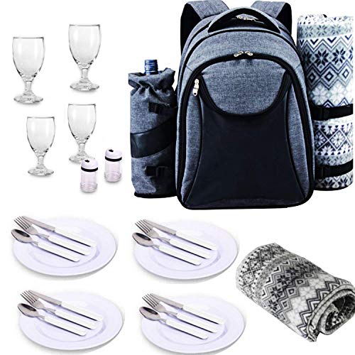 Scuddles Picnic Backpack Basket 4 Person Picnic Set Great Weddings Or Anniversary