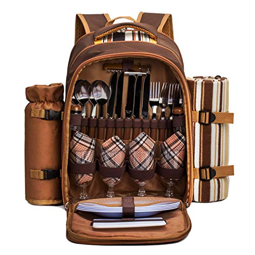 apollo walker Picnic Backpack Bag for 4 Person with Cooler Compartment,Wine Bag, Picnic...