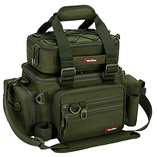 Piscifun Outdoor Fishing Tackle Box Bag Military-Grade Multifunctional Large Storage Tackle Pack...