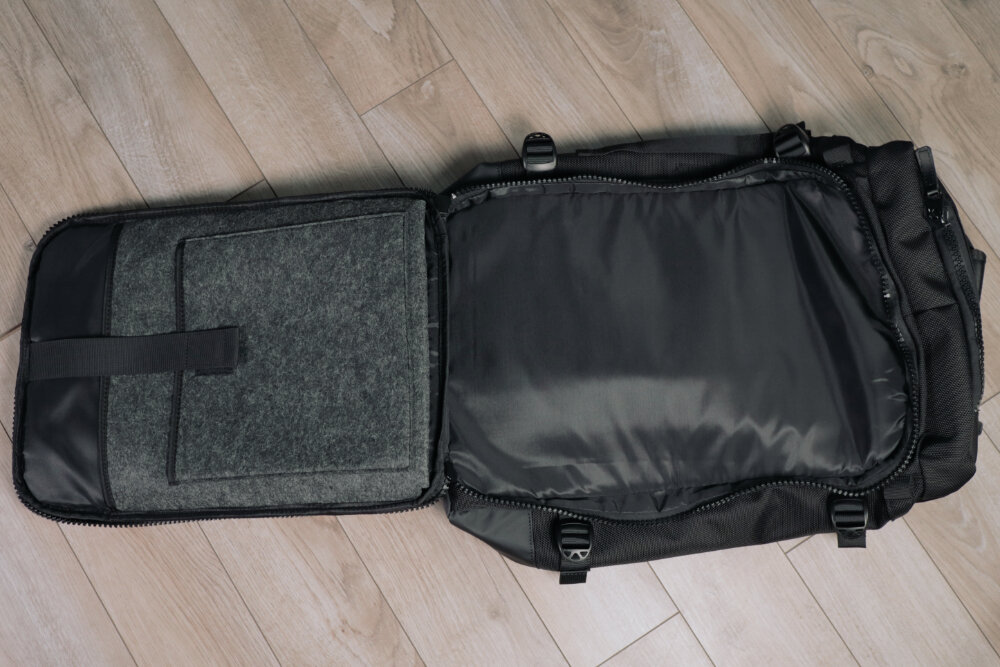 Everyman Hideout backpack review - inside the laptop compartment