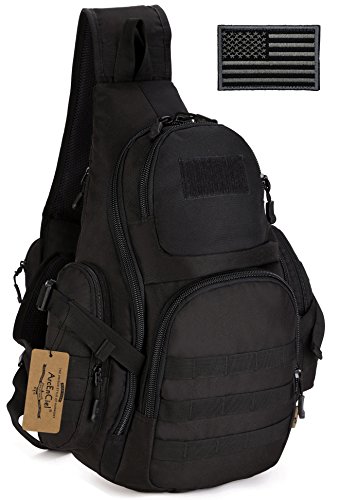 ArcEnCiel Tactical Sling Pack Military Molle Chest Crossbody Shoulder Bags with Patch