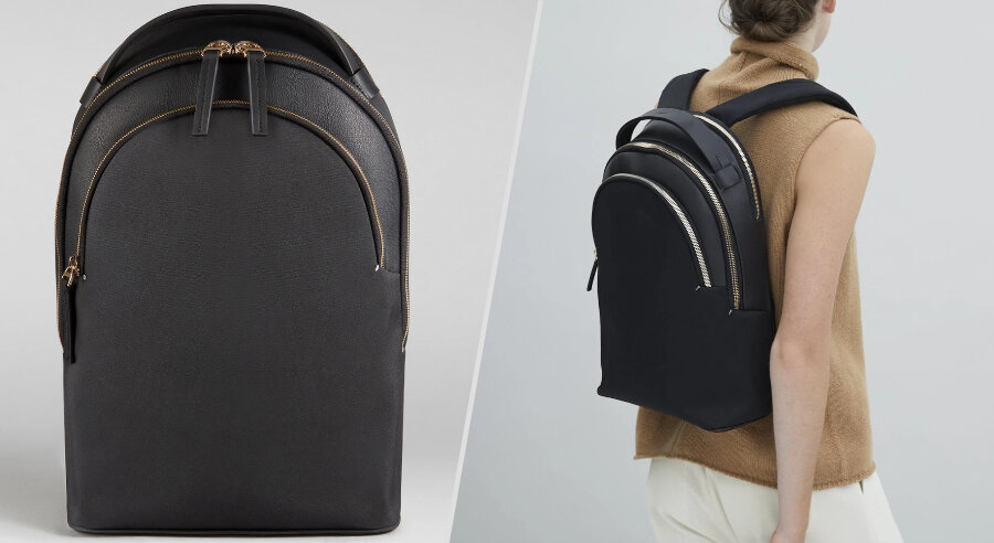 Troubadour Momentum Backpack - black backpack with gold zippers and hardware