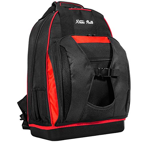 XtremepowerUS Multi Purpose Tool Backpack Contractor Optimized Pockets Bag Organizer Pocket Jobsite...