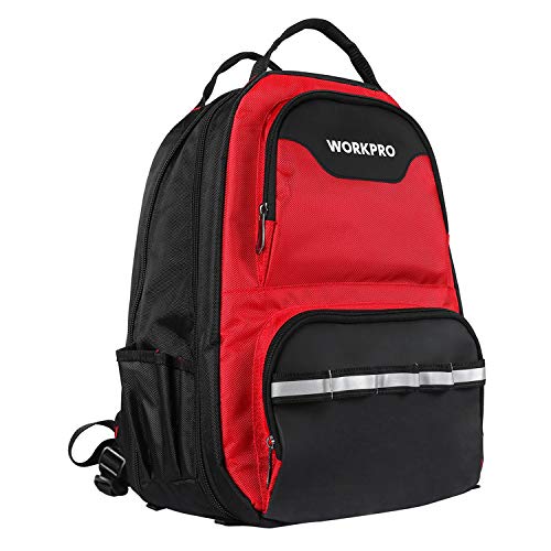 WORKPRO Tool Backpack - 41-Pocket Heavy Duty Jobsite Tool Bag with Padded Laptop Sleeve - Perfect...