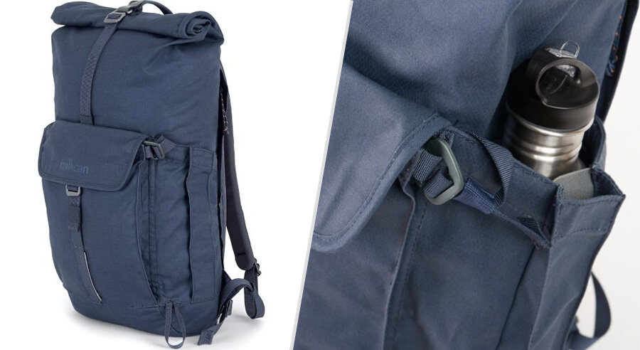Millican Smith Rolltop backpack with water bottle holder