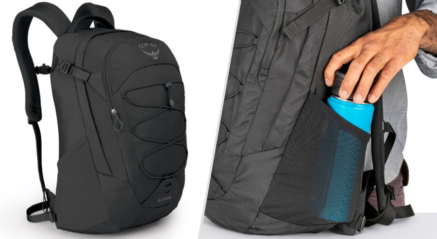 Osprey Quasar backpack with large water bottle holder