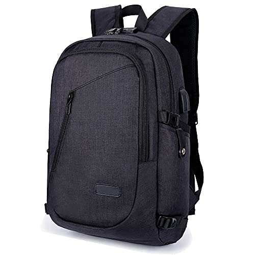 FLYMEI Laptop Backpack, Waterproof Anti Theft Backpack with USB Charging Port, Black Daypack for Boy...