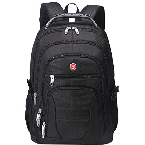 Aoking Men Large Lightweight Backpack Laptop 15.6 Computer Rucksack Travel Business Bag (Black)