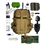 Tactical Backpack + Hydration Bladder with Emergency & Survival Gear, Military Backpack Hiking...