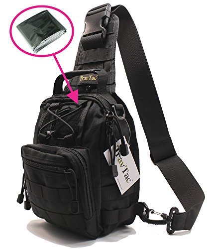 TravTac Stage I Small Premium Everyday Carry Tactical Sling Bag 900D (Black 2.0) - Includes...