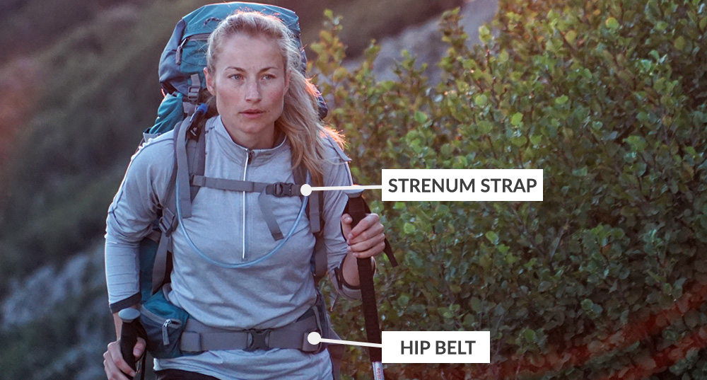 Types of backpack straps - Sternum strap and hip belt