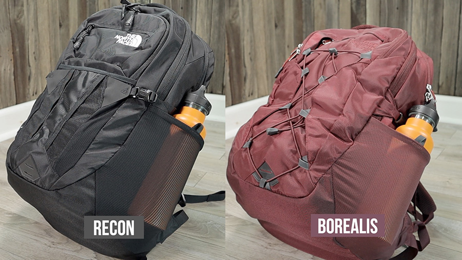 North Face Borealis vs Recon: Stretch side water bottle pockets