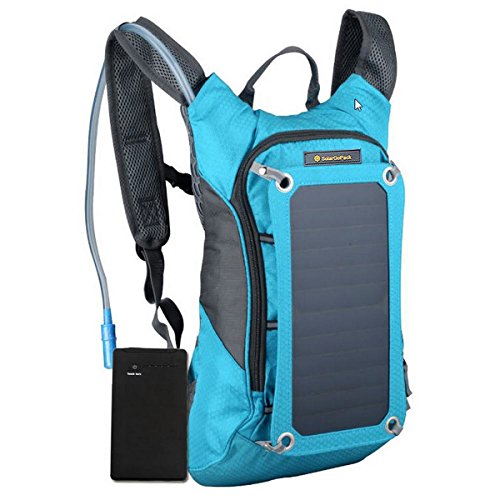 SolarGoPack Solar Powered 1.8 Liter Hydration Backpack / 7 Watt Solar Panel and 10K mAh Charging...