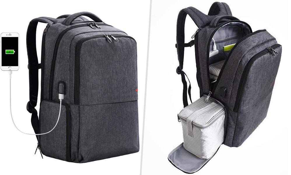 Slotra laptop backpack with removable lunch box