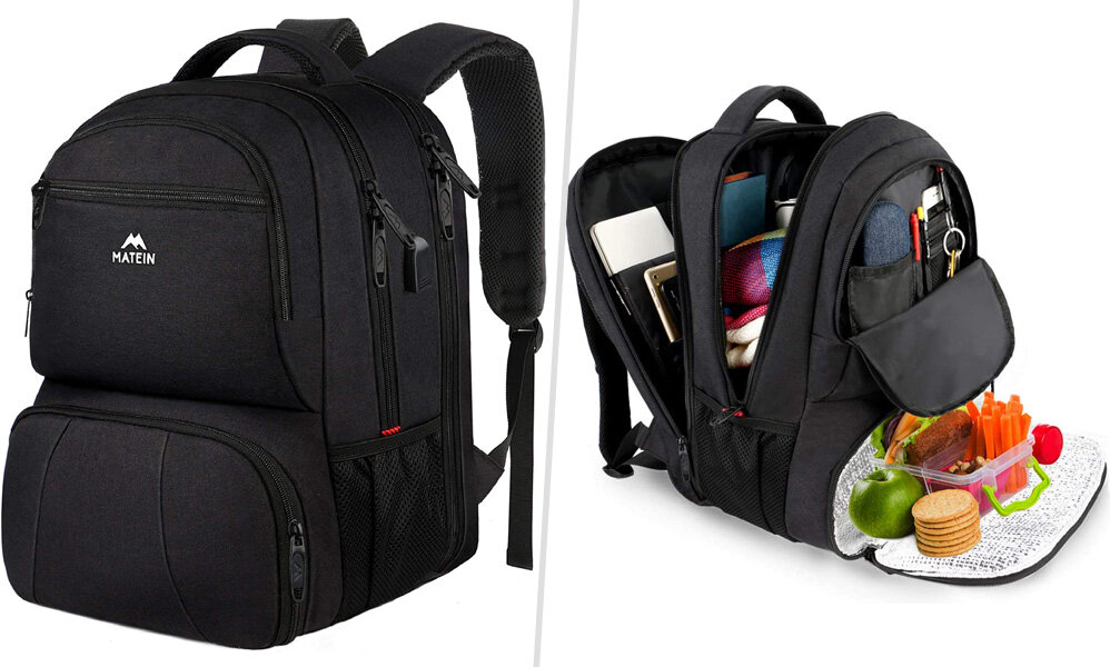 Matein backpack with built in lunch box compartment