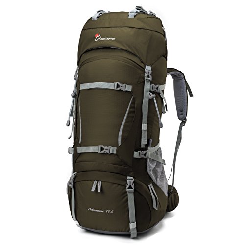 Mountaintop 70L+10L Internal Frame Backpack Hiking Backpack Backpacking Trekking Bag with Rain...