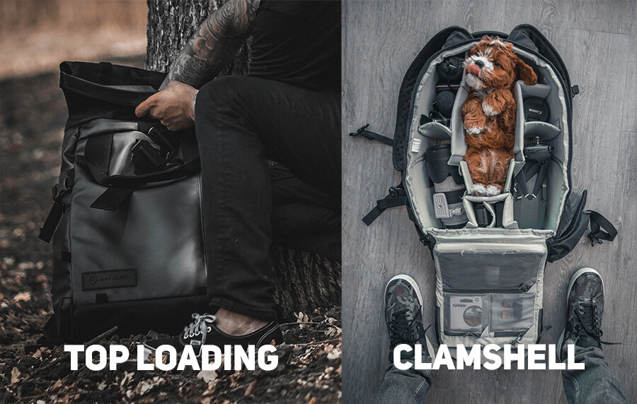 Top loading vs clamshell backpack design