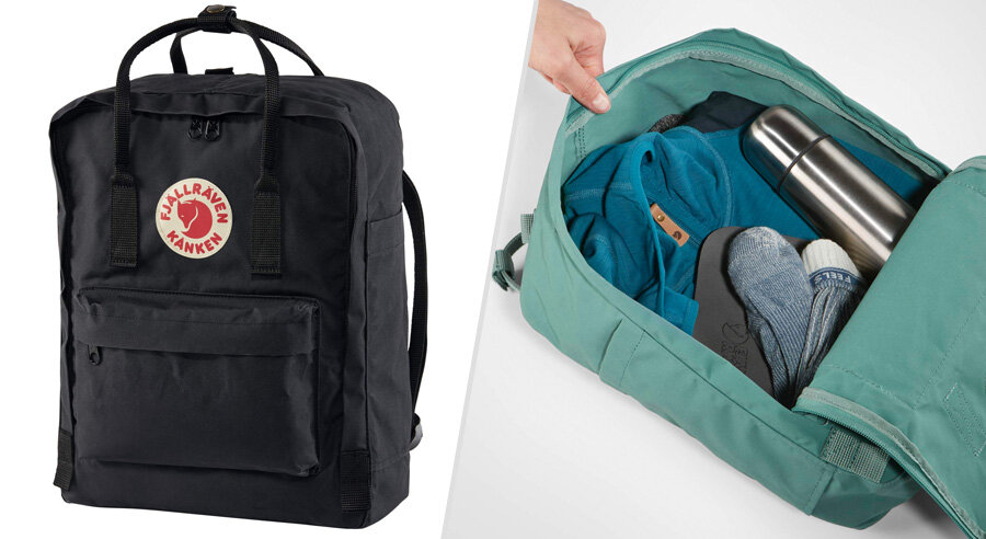 Fjallraven Kanken backpack with clamshell opening