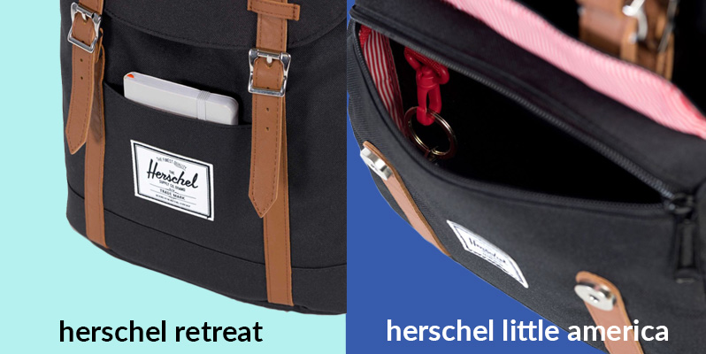 The Herschel Supply Co. Little America has a much larger front pocket.