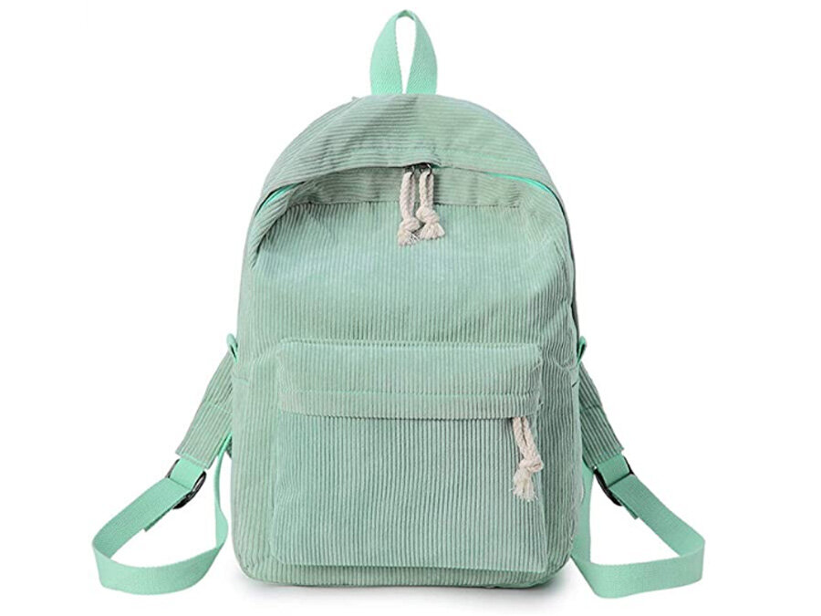 Green corduroy retro aesthetic backpack