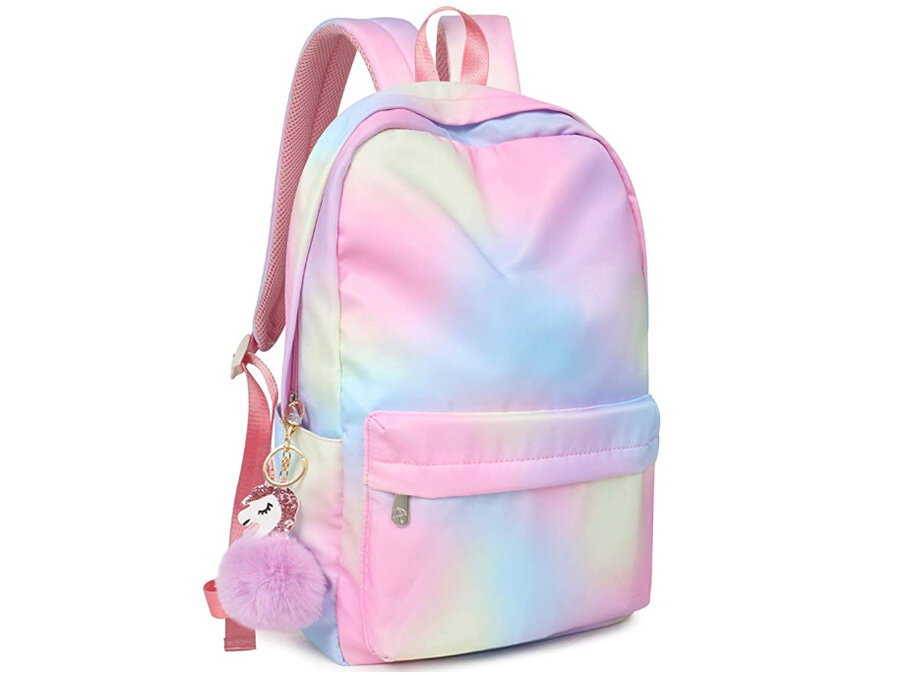 Rainbow pastel aesthetic backpack with charms