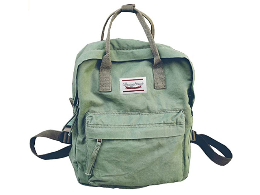 green canvas aesthetic backpack