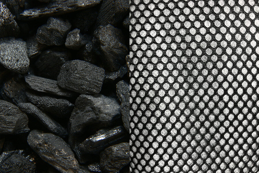 Naturally occurring carbon (left) and odor absorbing carbon filter (right)