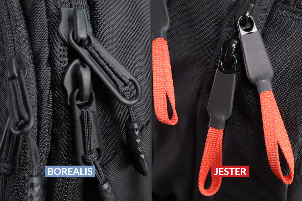 YKK vs SBS zippers on the North Face Borealis and Jester backpacks