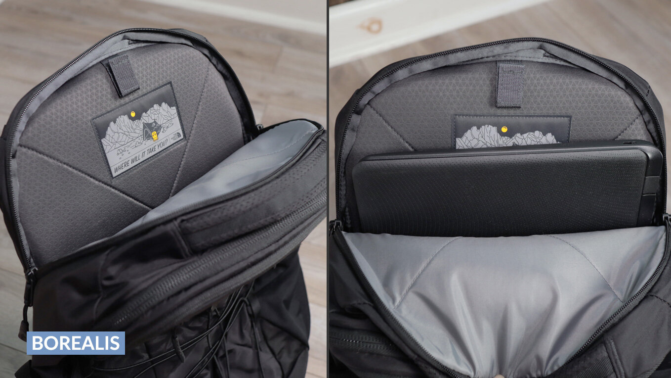 The laptop compartment on the North Face Borealis
