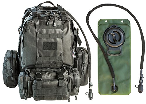 Tactical Military MOLLE Backpack Bundle with 2.5L Hydration Water Bladder & 3 Molle Bags by...
