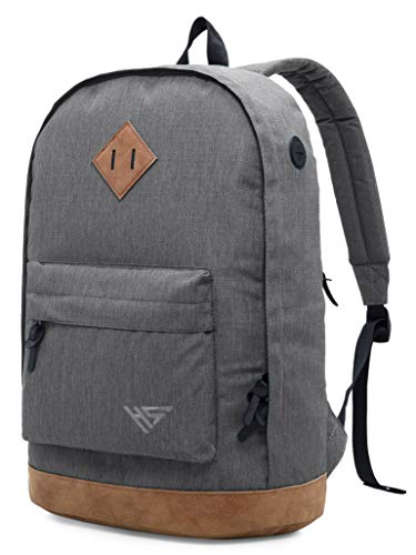 936Plus College Backpack for Men & Teen Boys: Water Resistant School Bookbag with 12 Pockets, Grey
