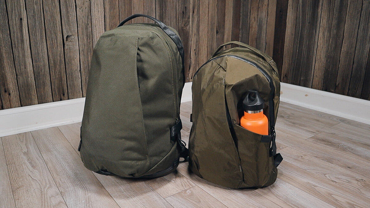 Able Carry Daily Backpack vs Thirteen Daybag water bottle pocket