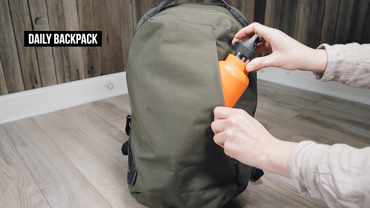 Able Carry Daily Backpack water bottle pocket