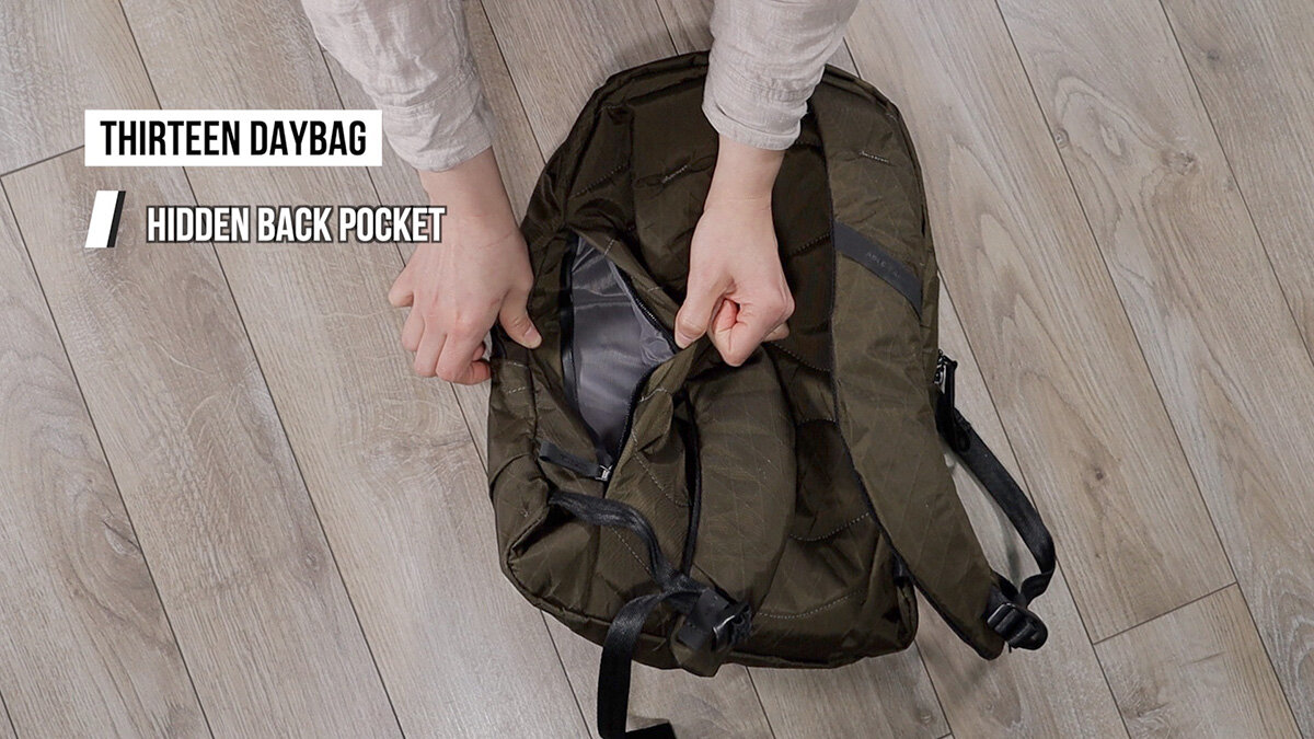 Able Carry Thirteen Daybag review - hidden back pocket