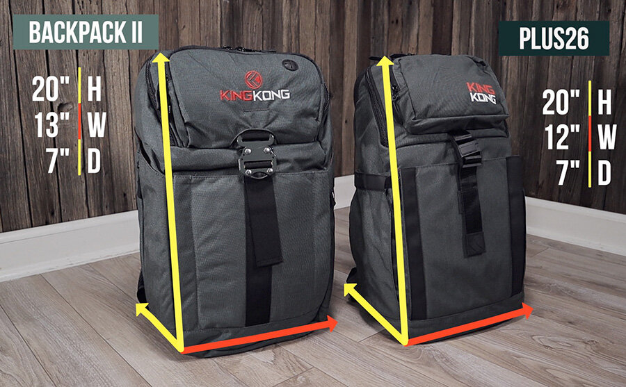 King Kong Backpack II vs King Kong PLUS26 gym backpack - which is bigger?