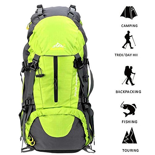 ONEPACK External Frame Hiking Backpack 50L Daypack Waterproof Outdoor Sport Trekking Bag with Rain...