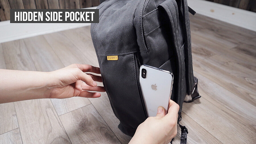 Day Owl Backpack Review - hidden side pocket