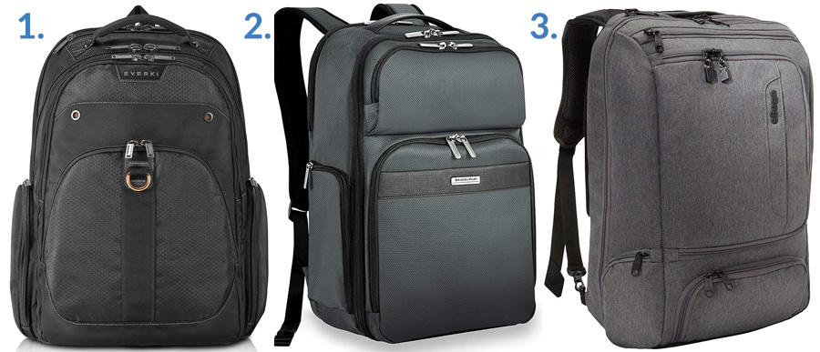 1. Everki Atlas Backpack (Amazon)2. Briggs &amp; Riley Transcend Cargo Backpack (Amazon)3. eBags Professional Weekender Carry-On (Amazon)