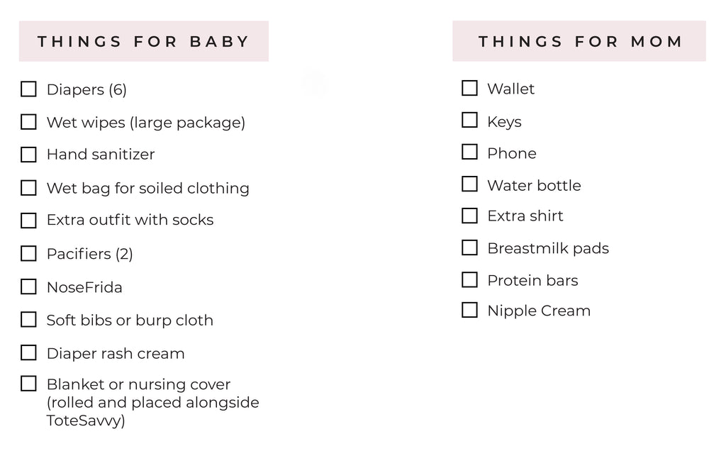 packing list diaper bag newborn 