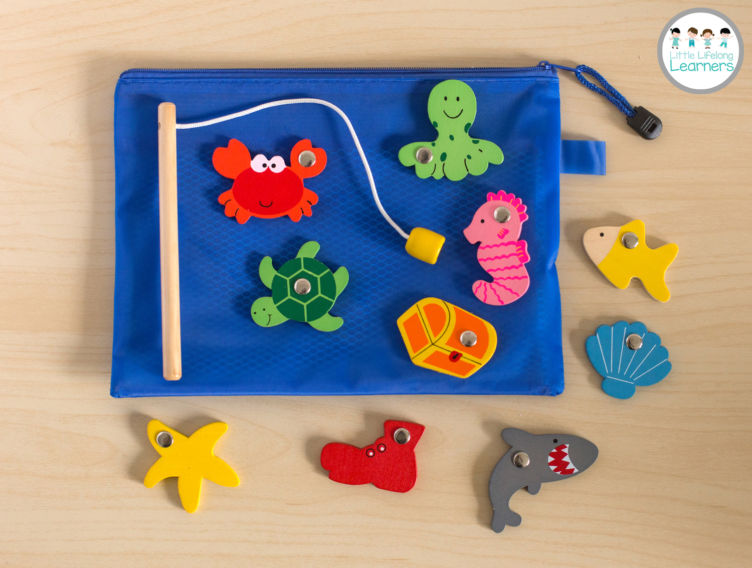 Busy Bags for Toddlers - Wooden Fishing Game