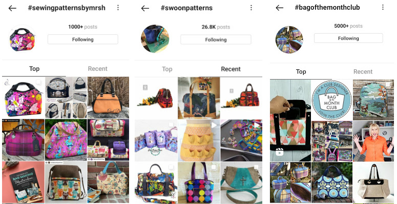 Instagram hashtag results for Sewing Patterns by Junyuan 
, Swoon Patterns, and Bag of the Month Club