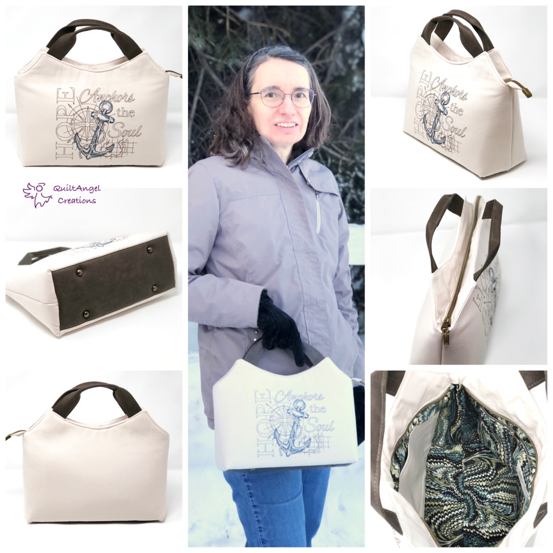 The Hope Handbag from Sewing Patterns by Junyuan 
, made by Elizabeth Widmayer of Quilt Angel Creations