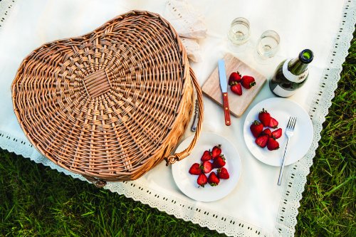 Picnic Time 'Heart' Willow Picnic Basket with Deluxe Service for Two