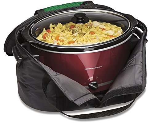Hamilton Beach Travel Case & Carrier Insulated Bag for 4, 5, 6, 7 & 8 Quart Slow Cookers (33002),Black