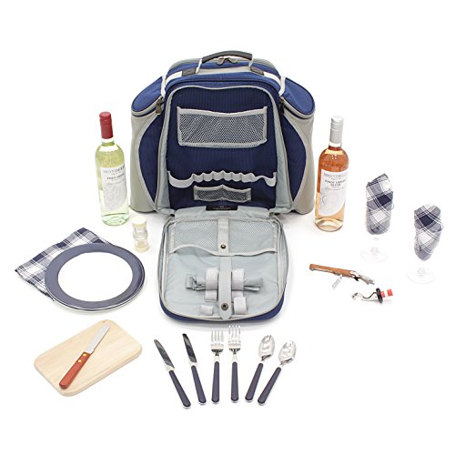 Greenfield Collection Deluxe Picnic Backpack Hamper For Two People in Midnight Blue - Fitted Backpack Range